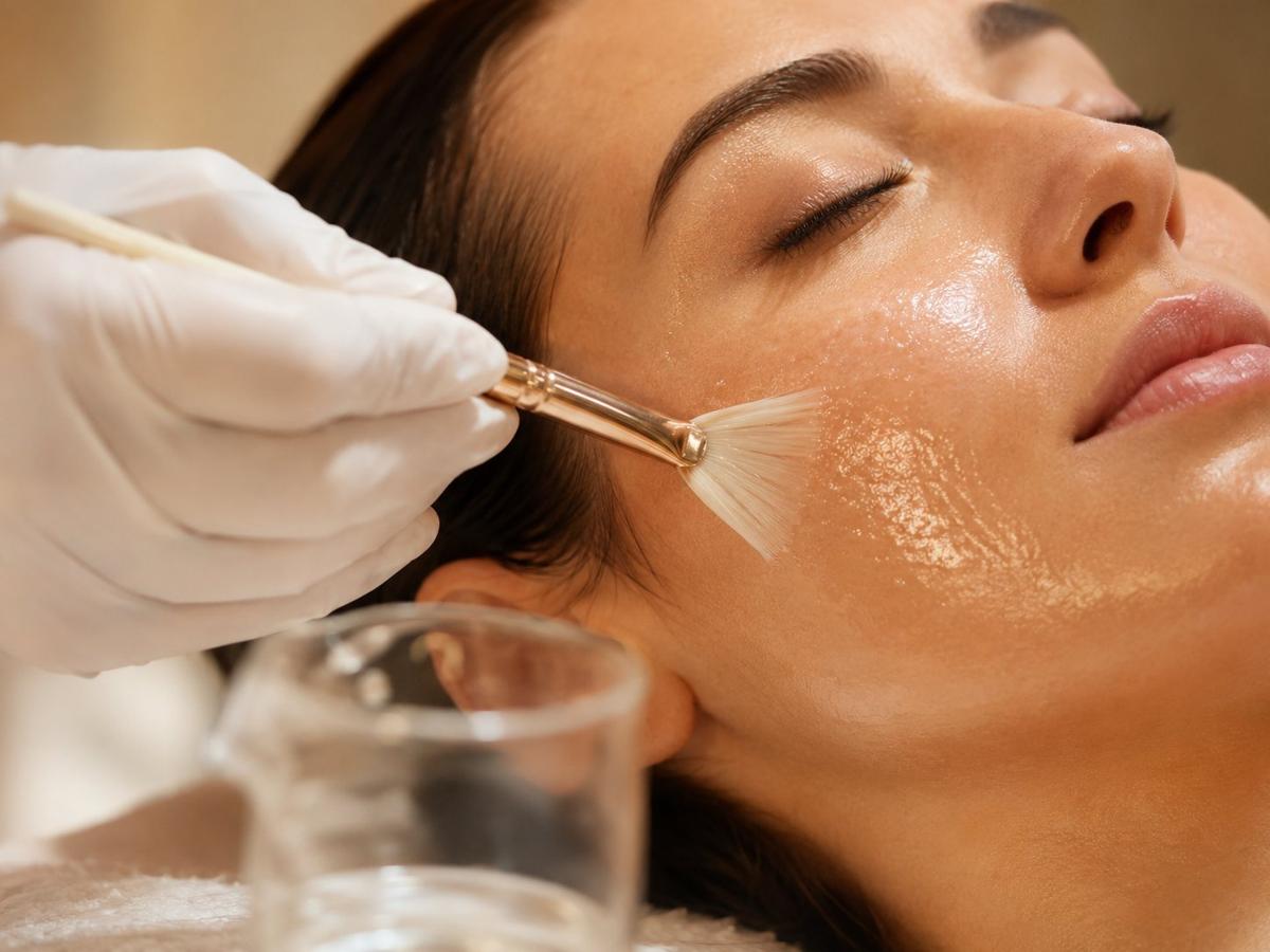 Chemical peel application close-up