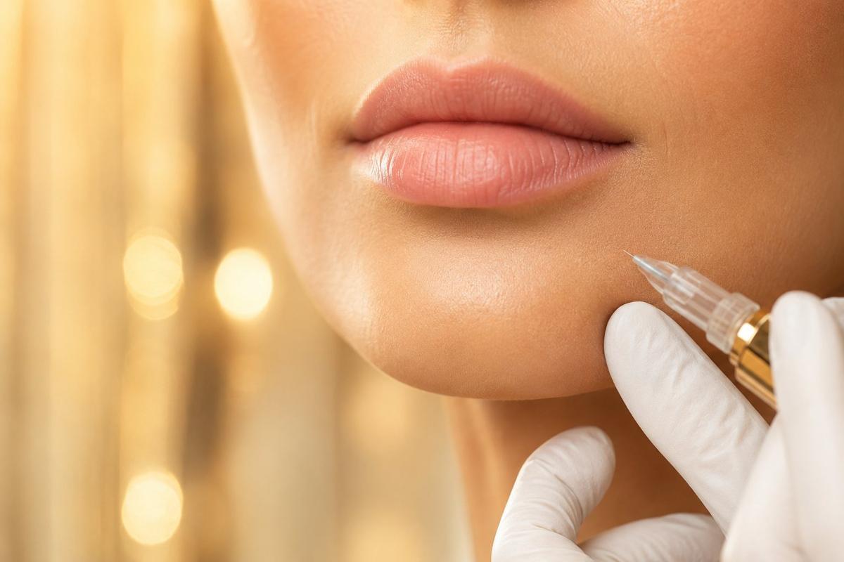Dermal filler lip treatment close-up