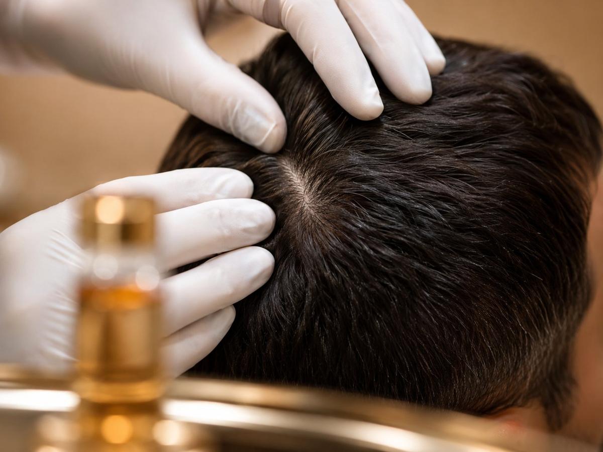 Scalp examination for men's hair restoration