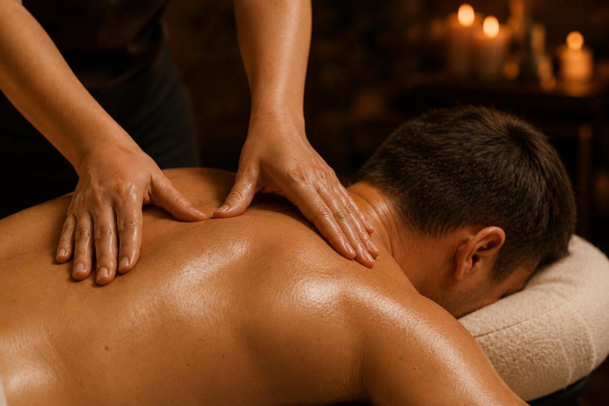 Therapeutic back massage at His & Her Med Spa