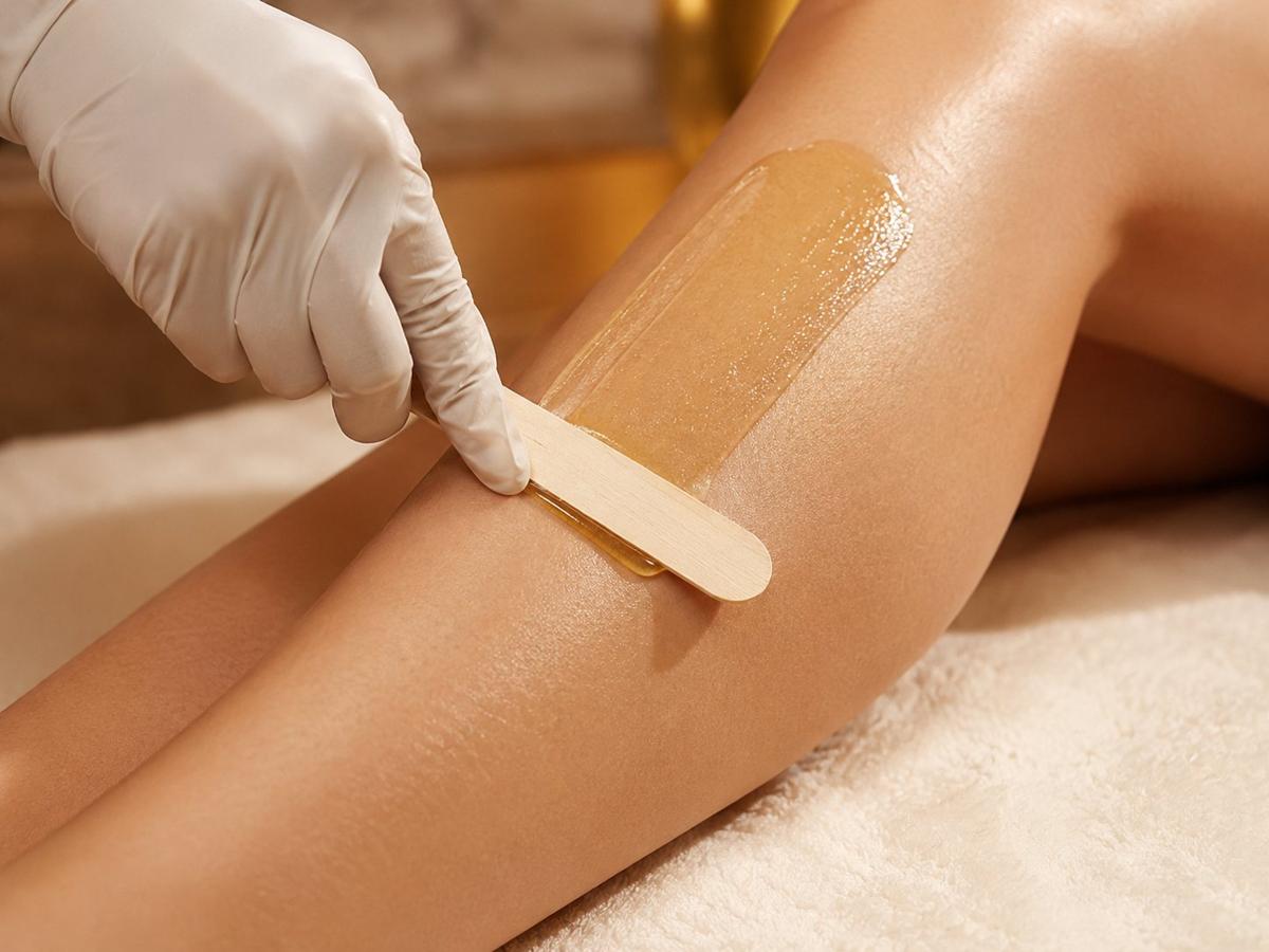 Professional waxing treatment close-up